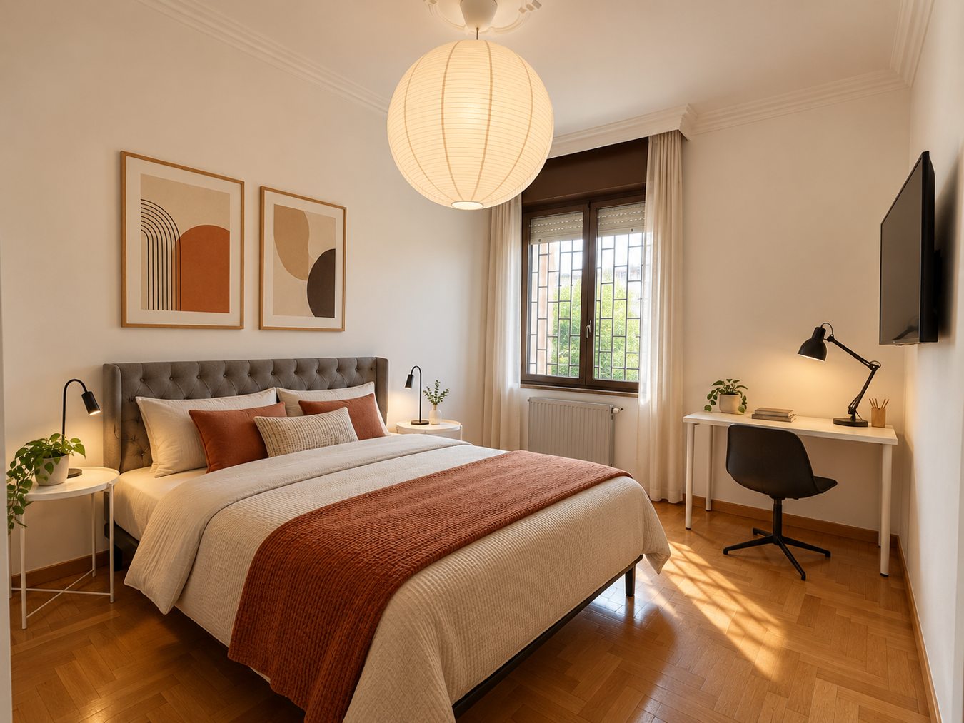 Vista completa della stanza 2 con letto e scrivania